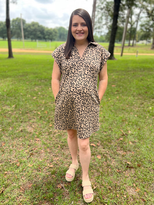 Toffee Leopard Mini Dress
