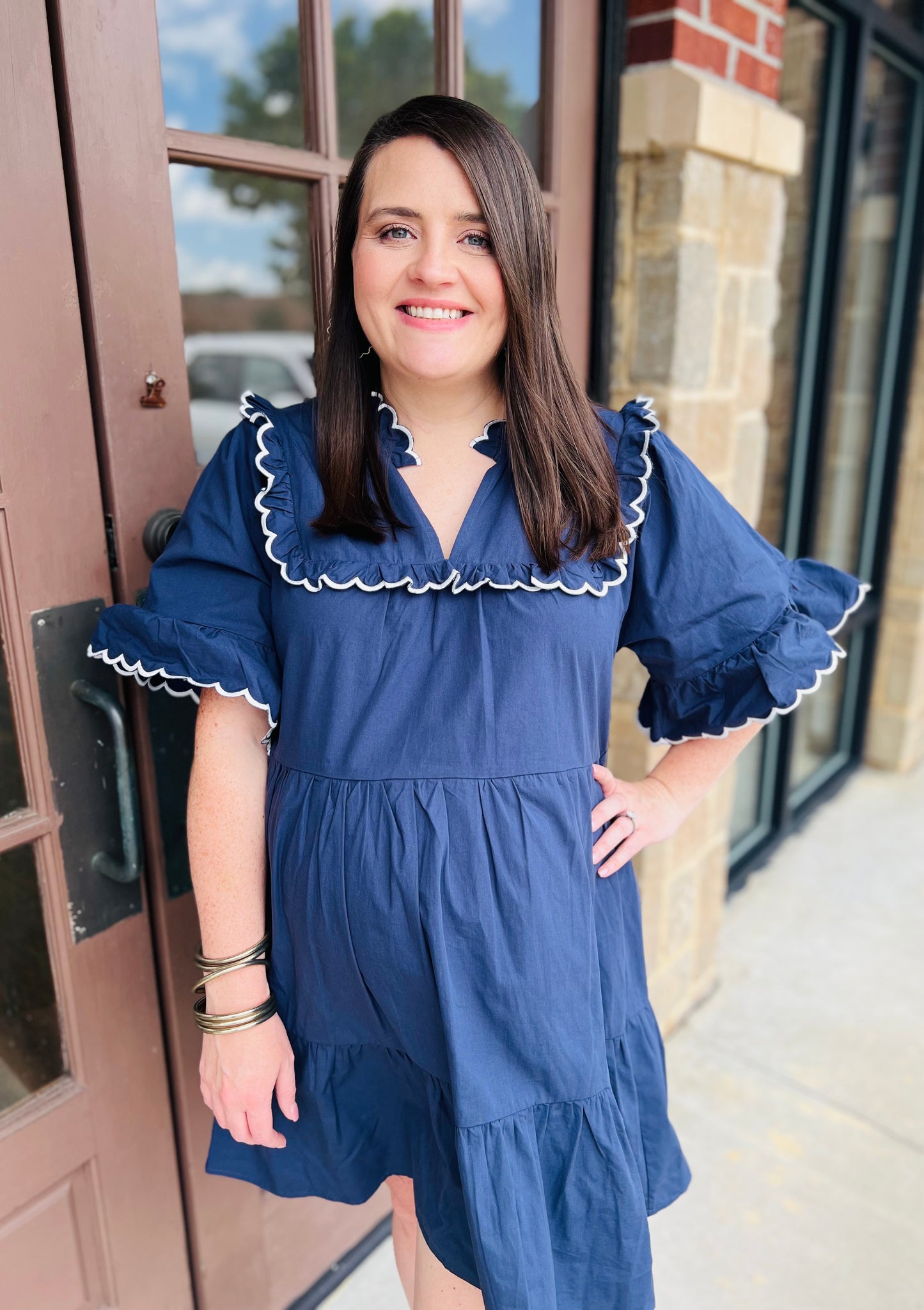 Navy Sweet Sailor Ruffle Dress