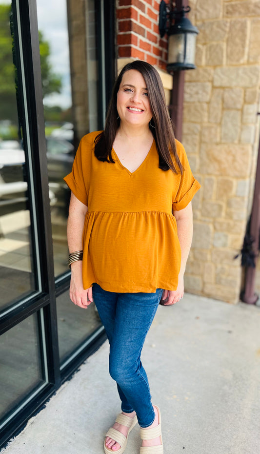 Camel baby doll top